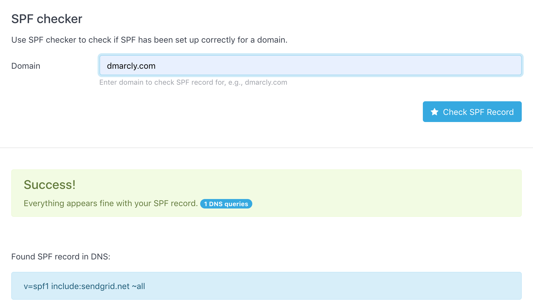 Check SPF record - DMARCLY
