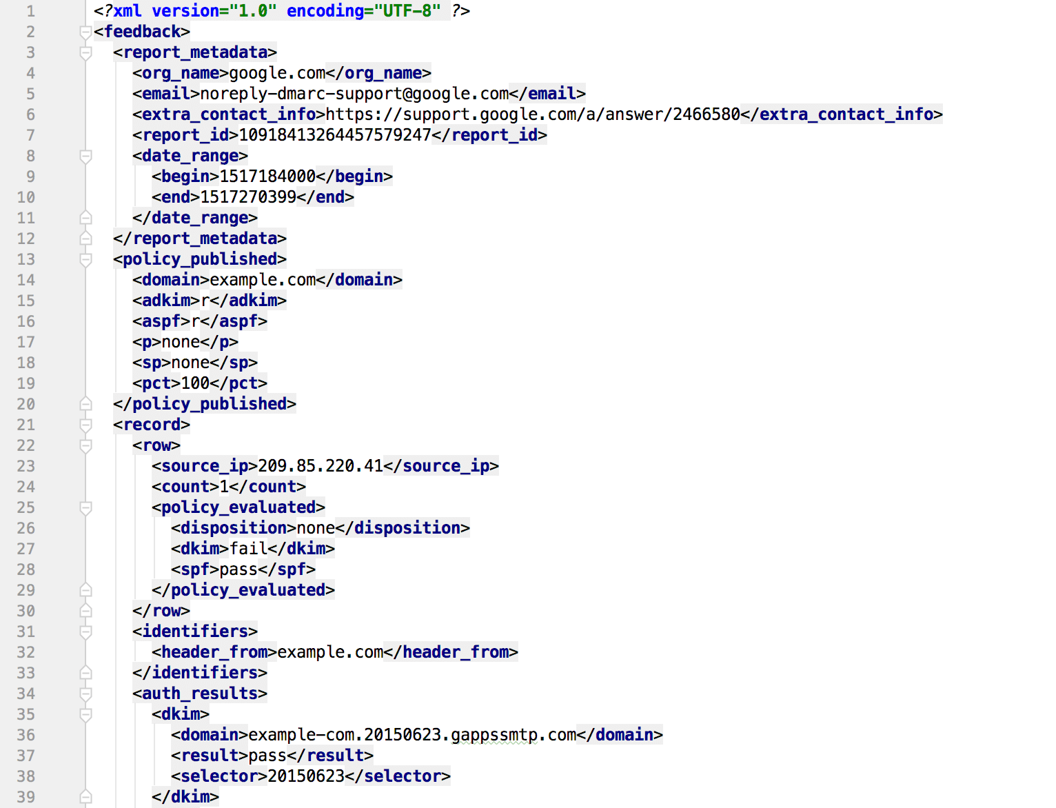 DMARC aggregate report example