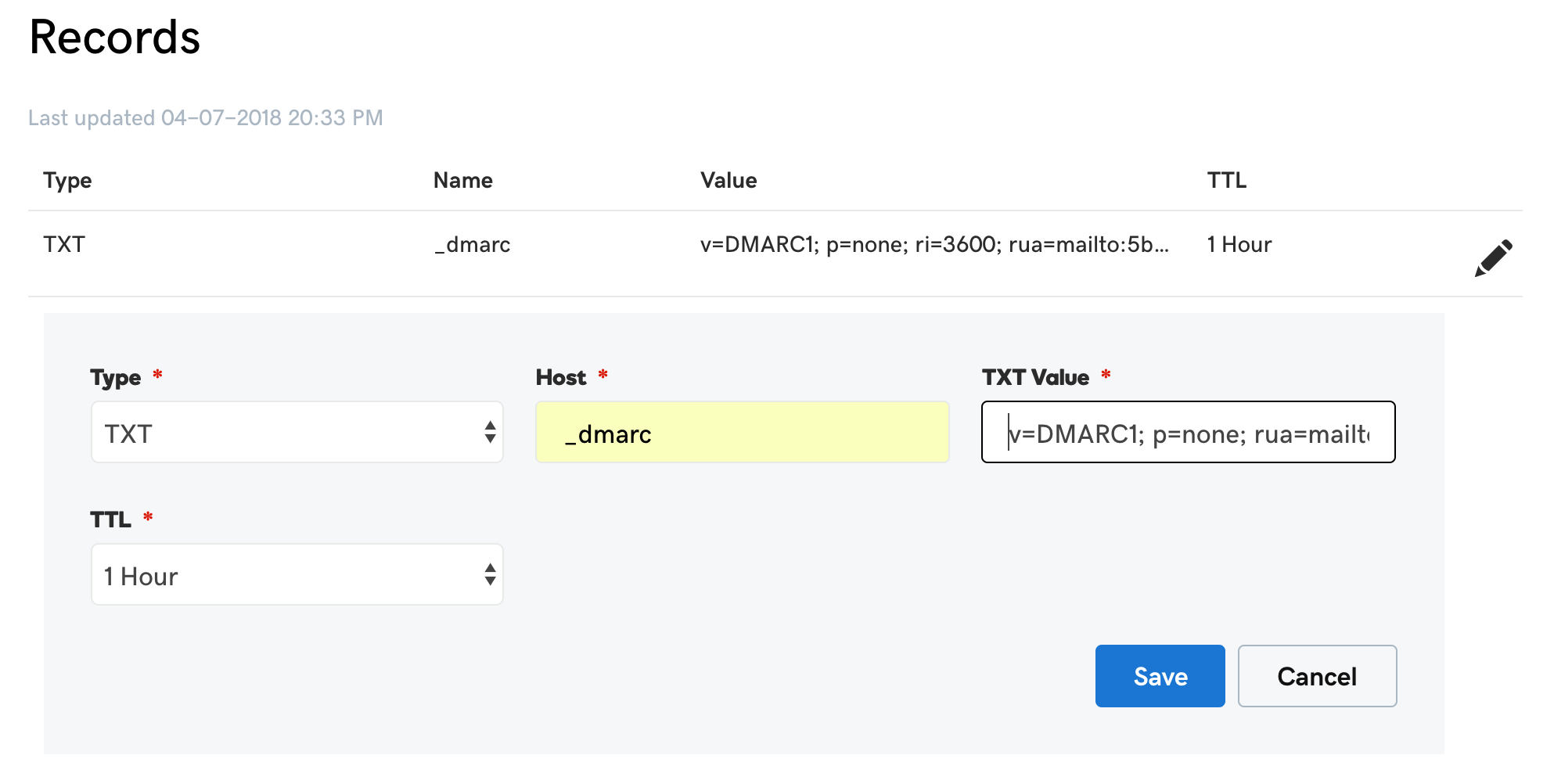 Publish DMARC record in GoDaddy